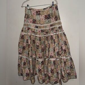Vintage Polo Jeans Company  Floral Patchwork Boho Midi/Maxi Flowy Skirt